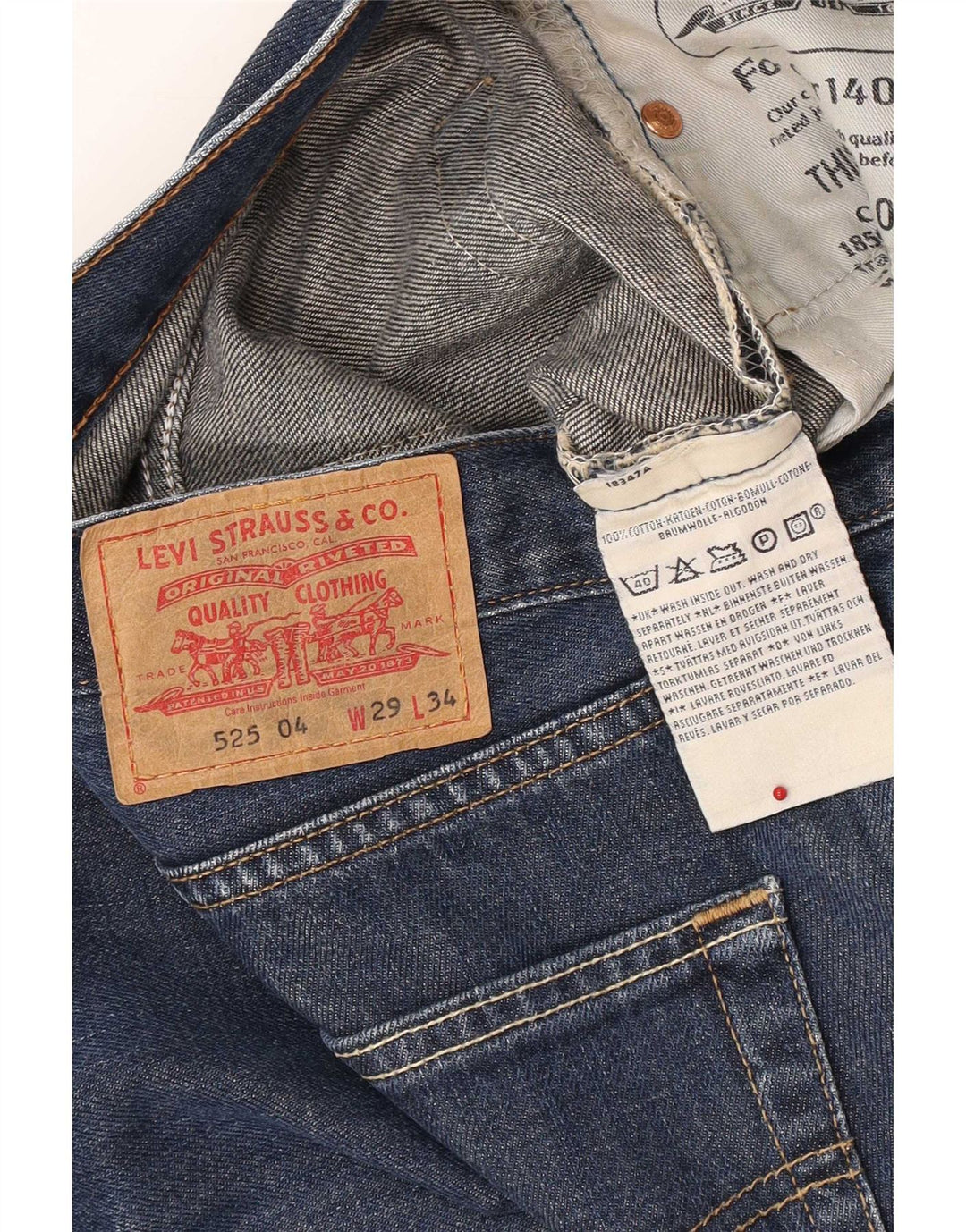Levi's Mens 525 Bootcut Jeans W29 L34 Blue Cotton