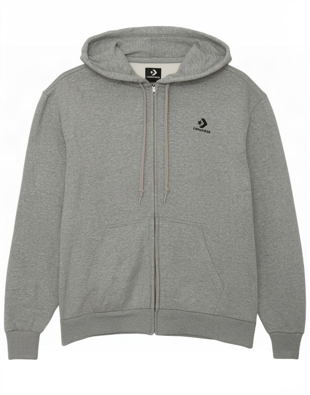 Converse Womens Zip Hoodie Sweater UK 14 Medium Grey Flecked Cotton