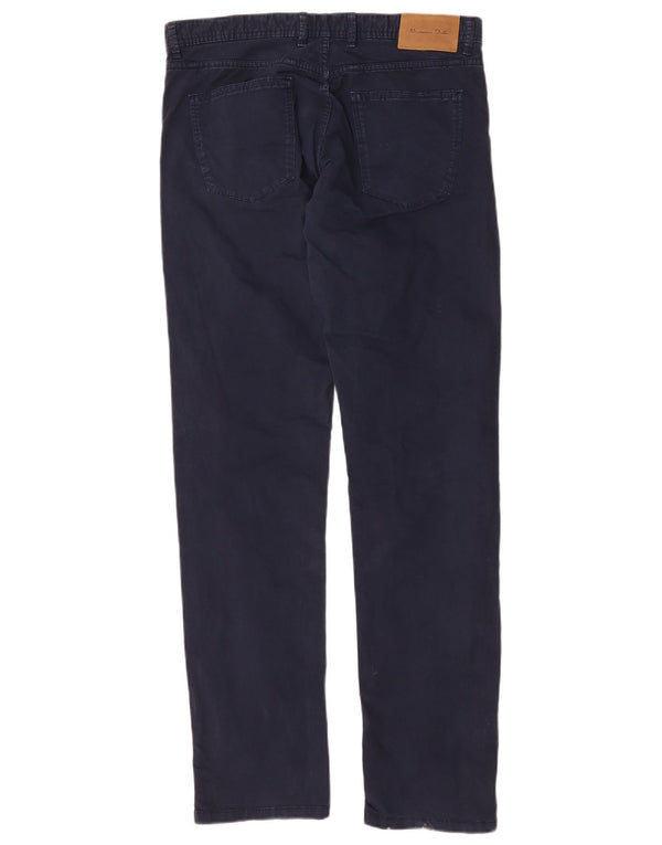 Massimo Dutti Mens Slim Fit Casual Trousers EU 42 Large W32 L32 Navy Blue