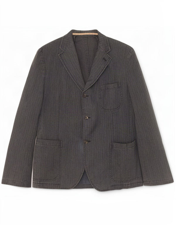 Vintage Mens 3 Button Blazer Jacket IT 52 XL Grey Pinstripe Cotton
