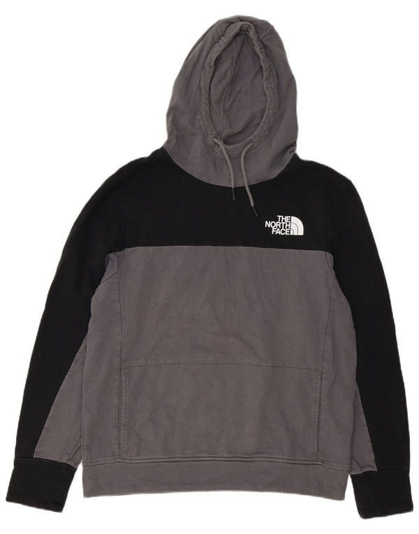 The North Face Mens Hoodie Jumper Large Grey Colourblock Cotton