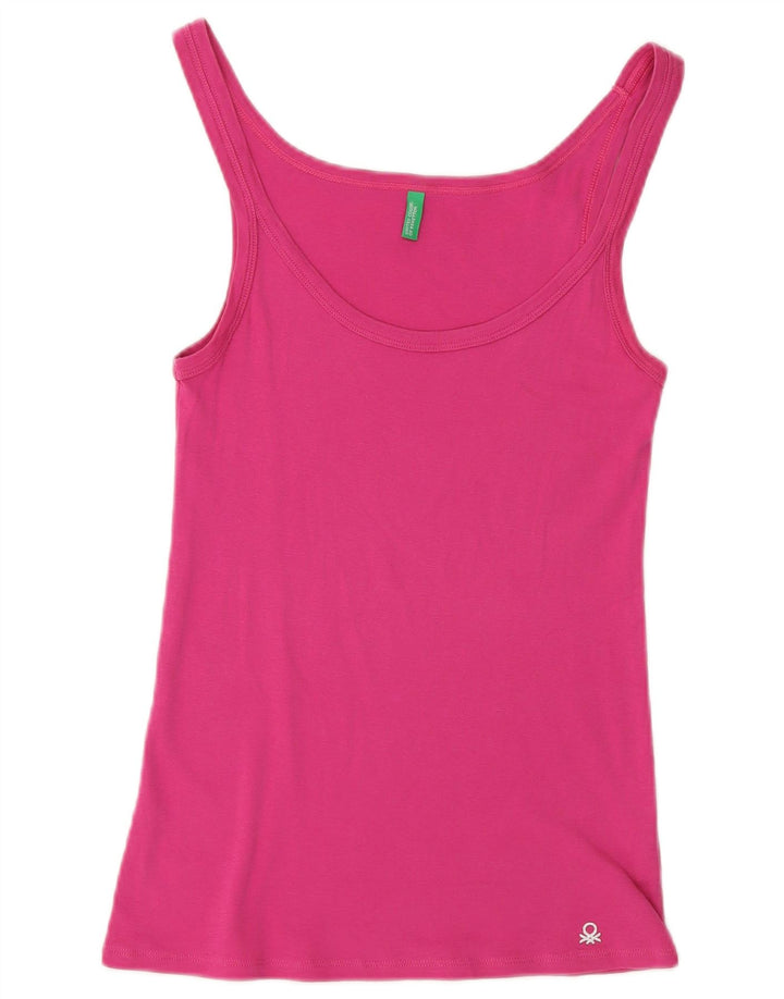 Benetton Womens Vest Top UK 14 Large Pink Cotton