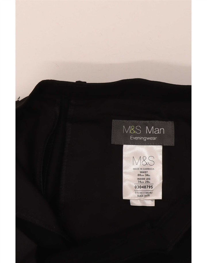 Marks & Spencer Mens Straight Casual Trousers W34 L29 Black Polyester
