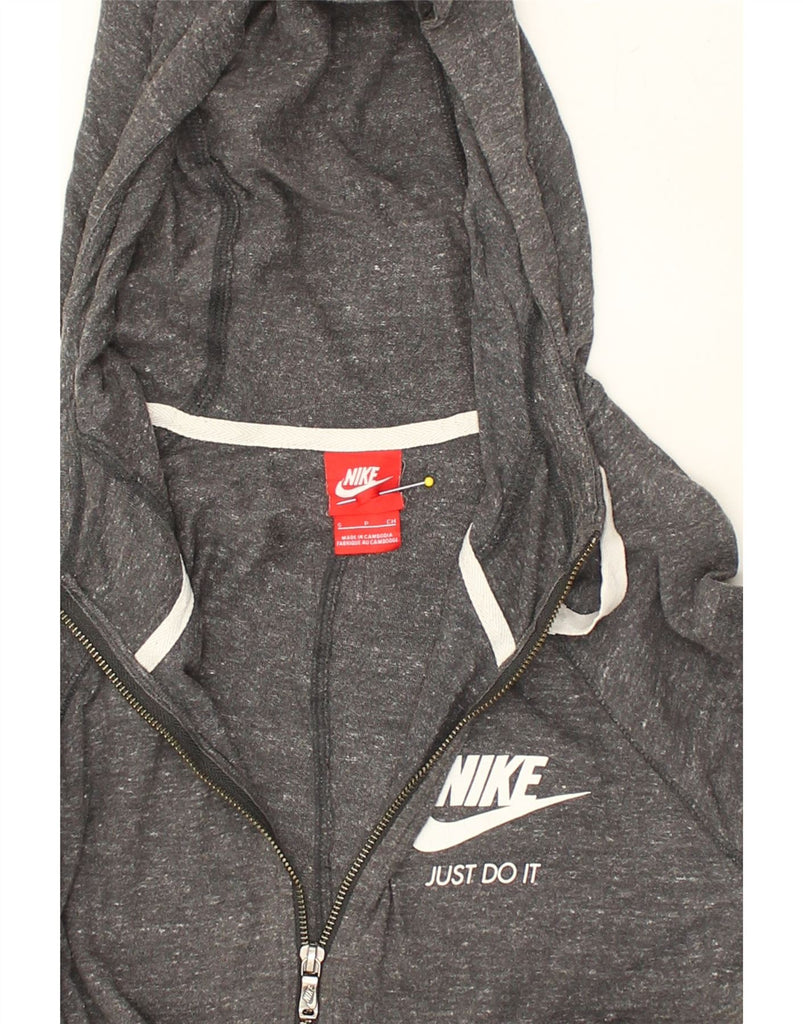 NIKE Womens Zip Hoodie Sweater UK 10 Small Grey Cotton | Vintage Nike | Thrift | Second-Hand Nike | Used Clothing | Messina Hembry 