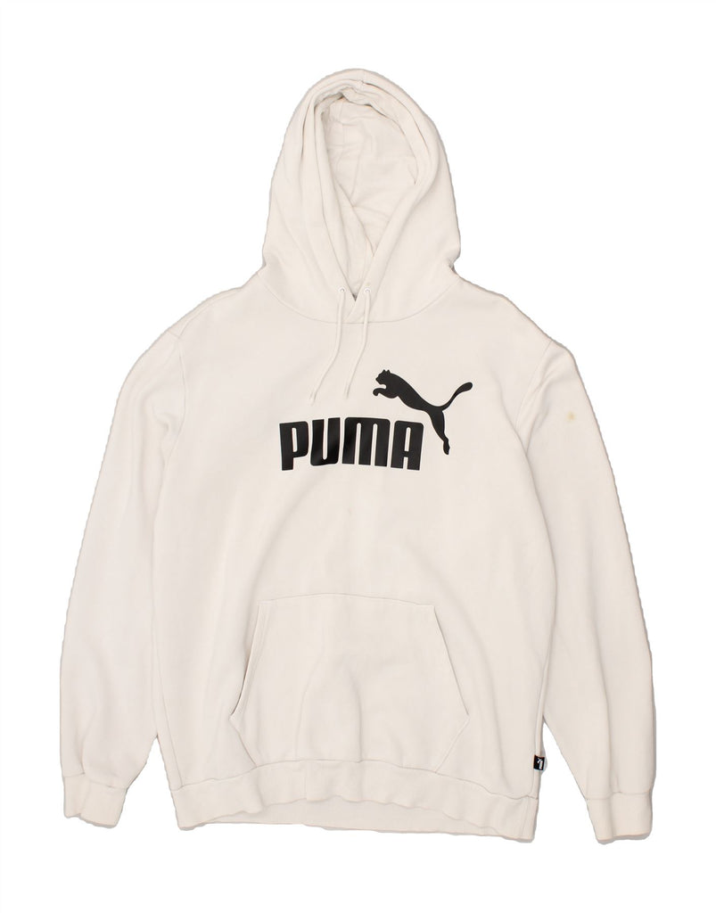 PUMA Mens Graphic Hoodie Jumper Large White Cotton | Vintage Puma | Thrift | Second-Hand Puma | Used Clothing | Messina Hembry 