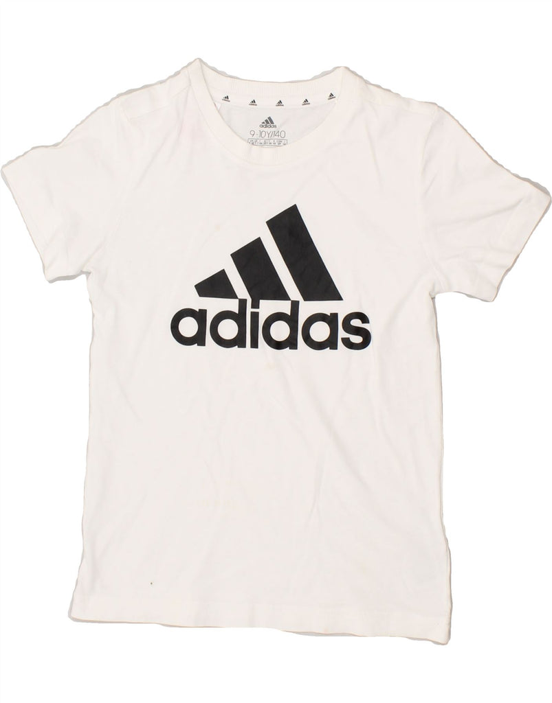 ADIDAS Boys Graphic T-Shirt Top 9-10 Years White Cotton | Vintage Adidas | Thrift | Second-Hand Adidas | Used Clothing | Messina Hembry 