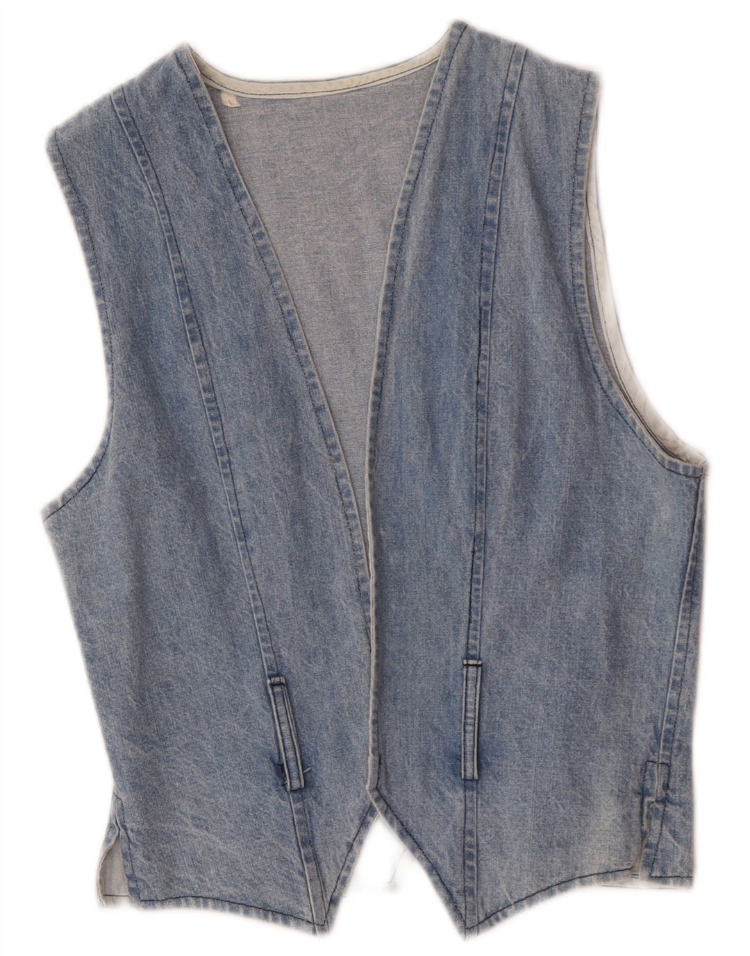 Vintage Womens Denim Waistcoat UK 14 Large Blue