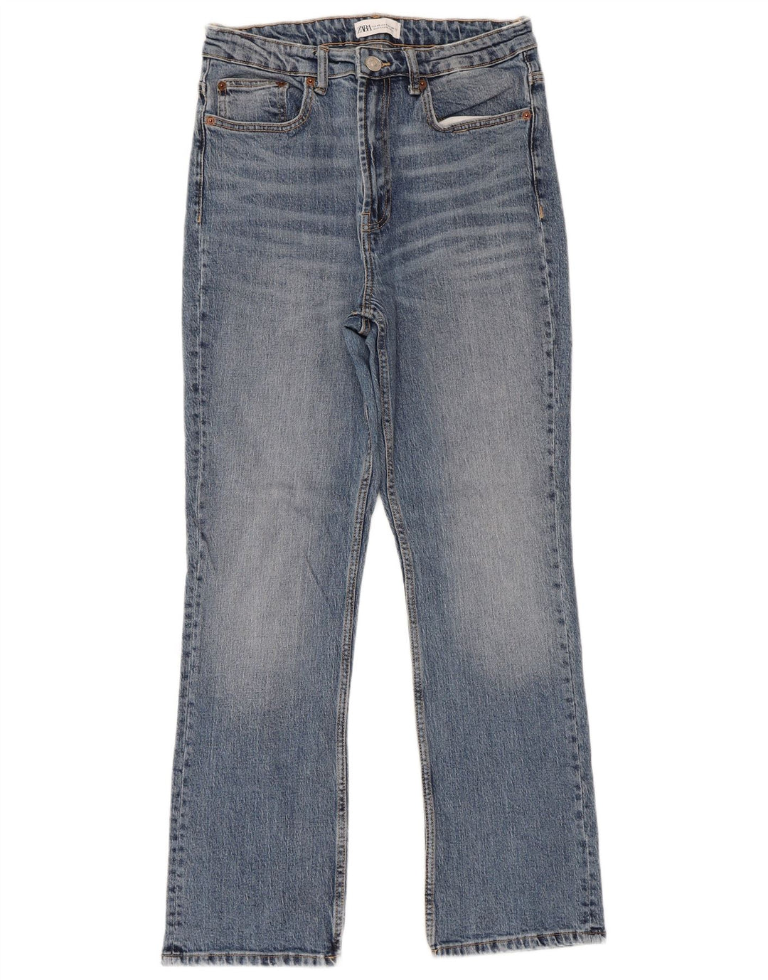 ZARA Womens High Waist Straight Jeans EU 40 Medium W30 L29 Blue