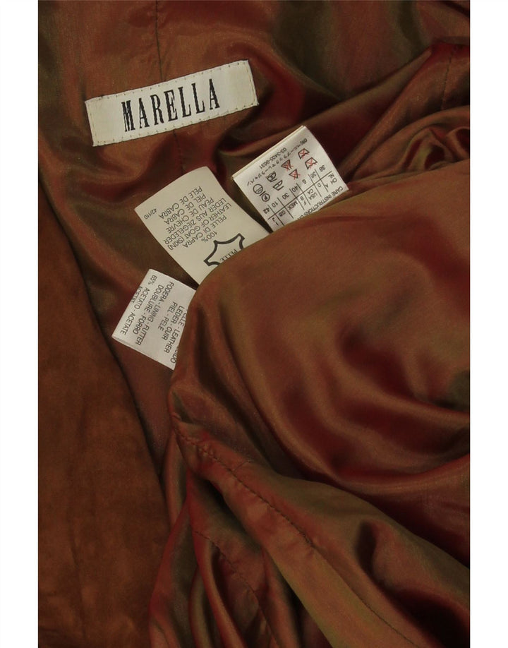 Marella Womens 1 Button Suede Blazer Jacket UK 10 Small Beige Leather