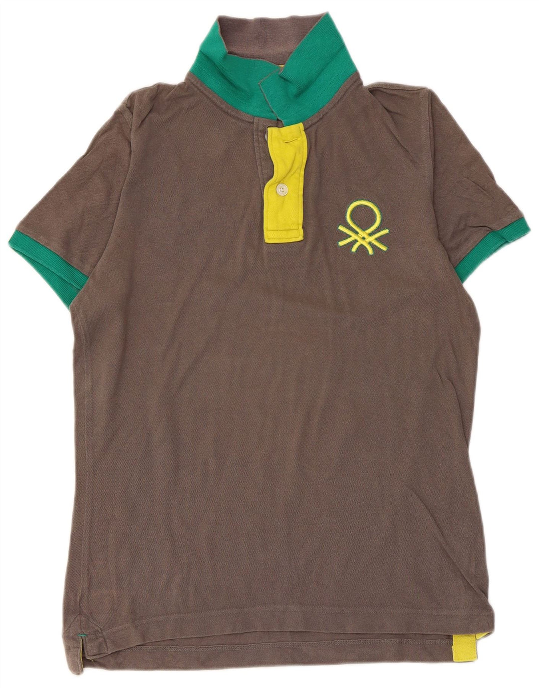 BENETTON Mens Polo Shirt Medium Grey Cotton