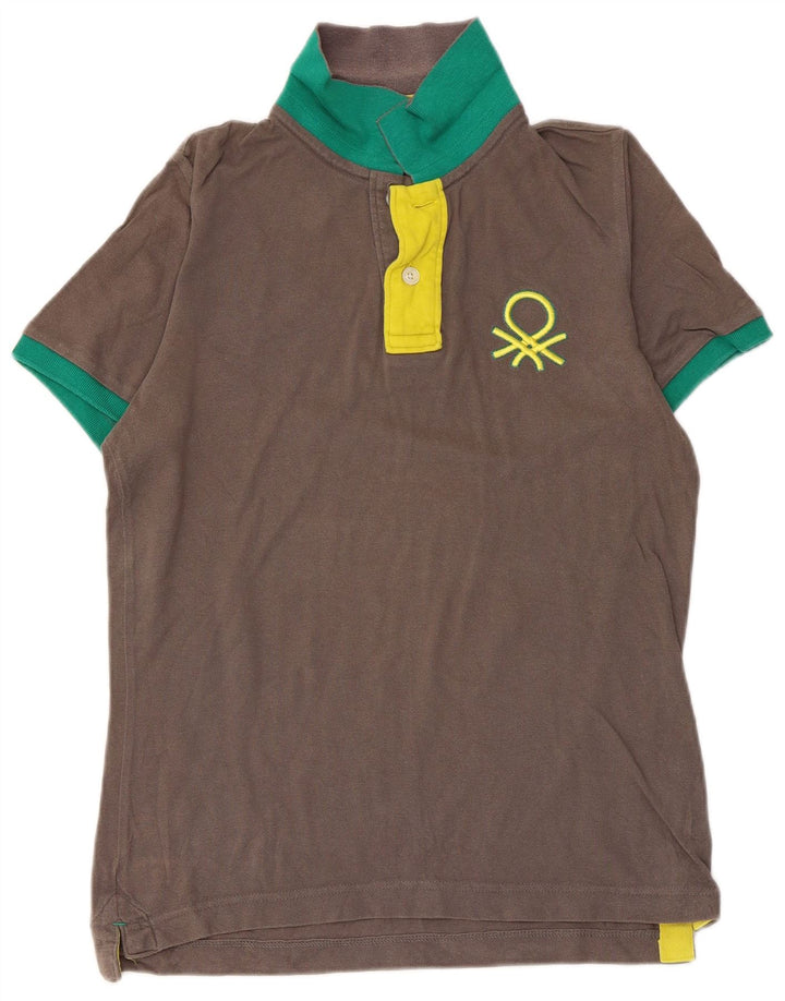 BENETTON Mens Polo Shirt Medium Grey Cotton