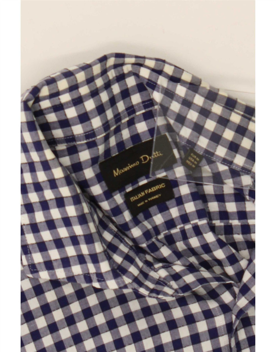 Massimo Dutti Mens Shirt Medium Navy Blue Gingham