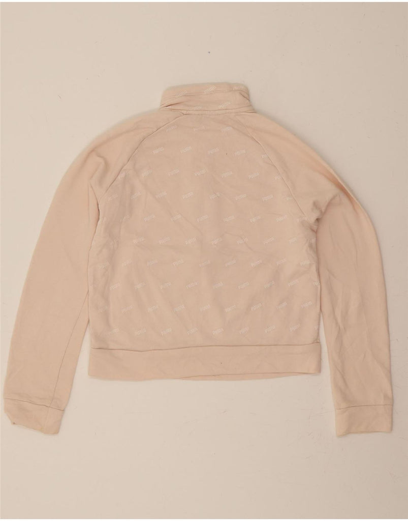 PUMA Womens Oversized Graphic Zip Neck Sweatshirt Jumper UK 6 XS Pink Vintage Puma and Second-Hand Puma from Messina Hembry 