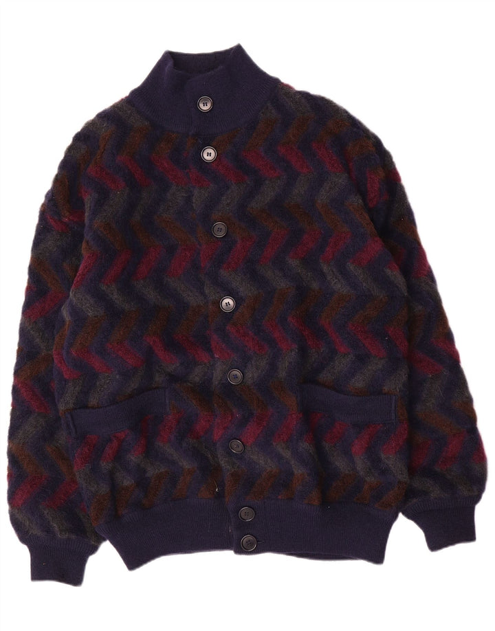 Missoni Mens Reversible Cardigan Sweater IT 48 Medium Navy Blue Chevron