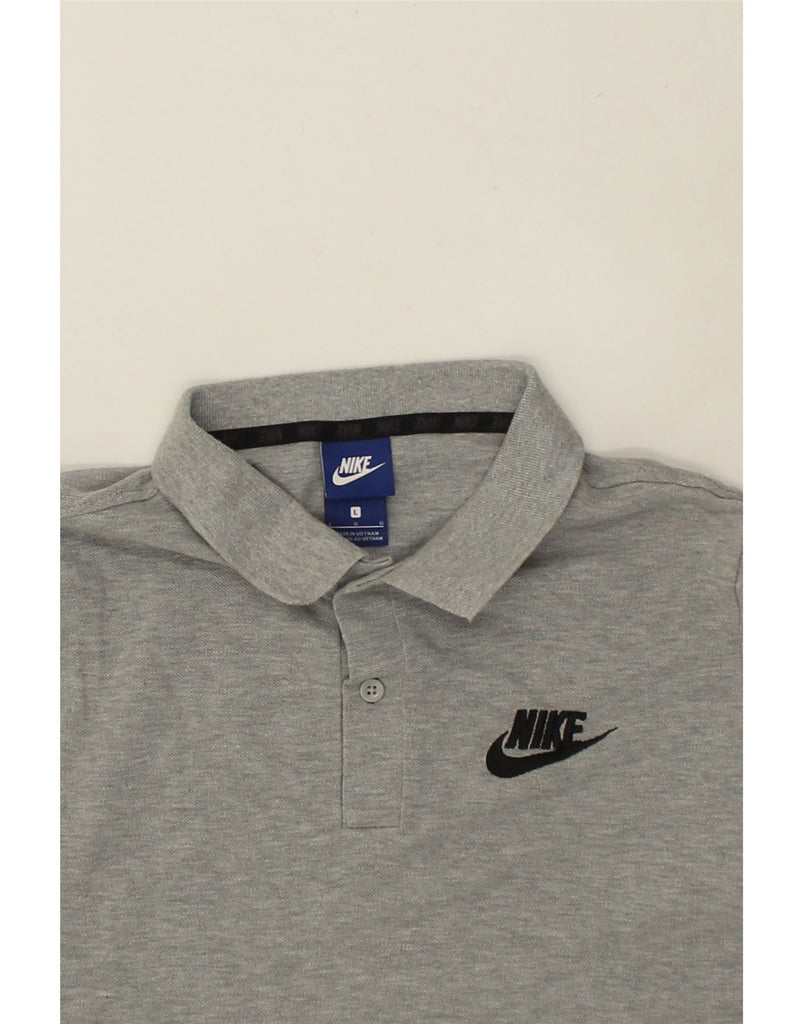 NIKE Mens Polo Shirt Large Grey Cotton | Vintage Nike | Thrift | Second-Hand Nike | Used Clothing | Messina Hembry 