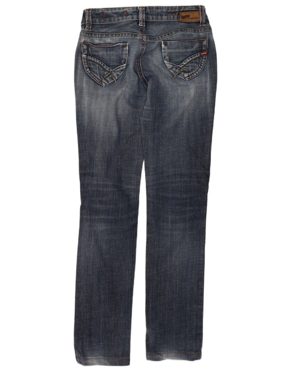 Gas Womens Distressed Low Waist Slim Jeans W28 L30 Blue Cotton