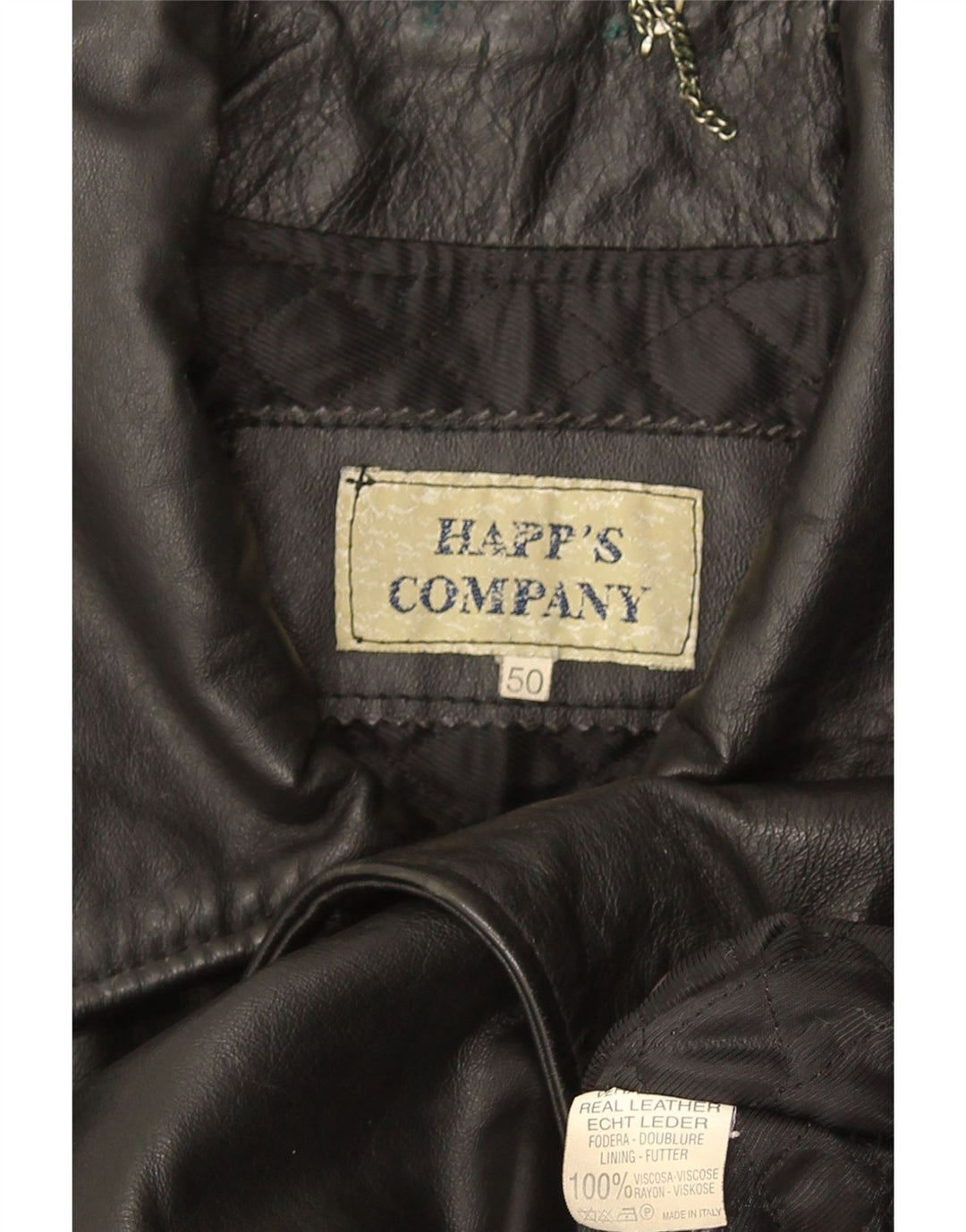 Vintage Mens Leather Jacket IT 50 Large Black Leather