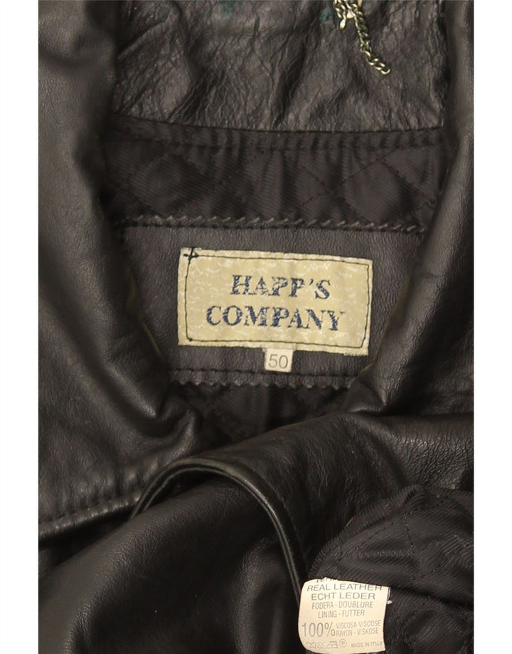 Vintage Mens Leather Jacket IT 50 Large Black Leather
