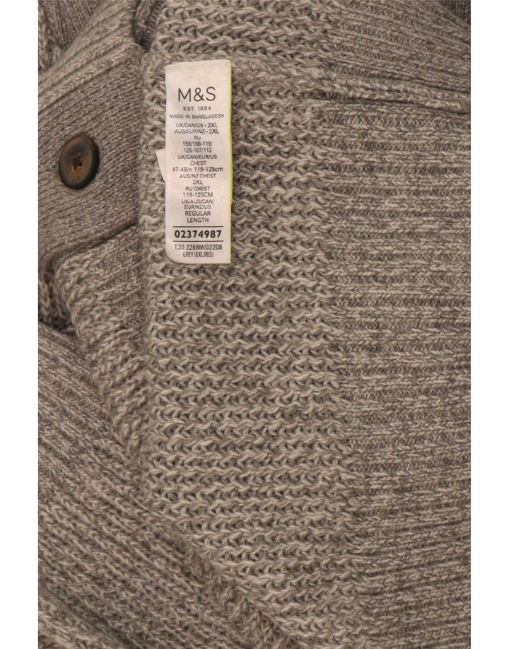 Marks & Spencer Mens Cardigan Sweater 2XL Grey Acrylic