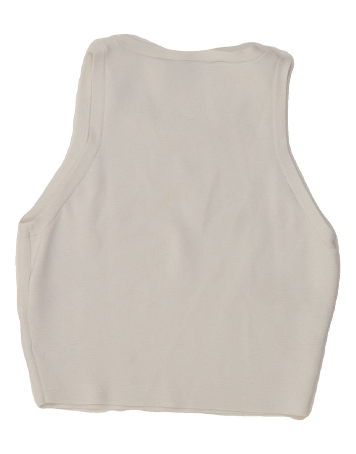 ZARA Womens Crop Vest Top UK 10 Small White Viscose Vintage Zara and Second-Hand Zara from Messina Hembry 