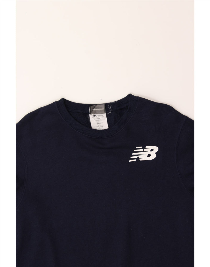 NEW BALANCE Mens Sweatshirt Jumper Small Navy Blue Cotton Vintage New Balance and Second-Hand New Balance from Messina Hembry 
