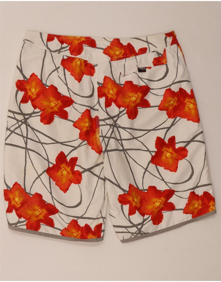 Bear Mens Reversible Swimming Shorts Medium White Polyester