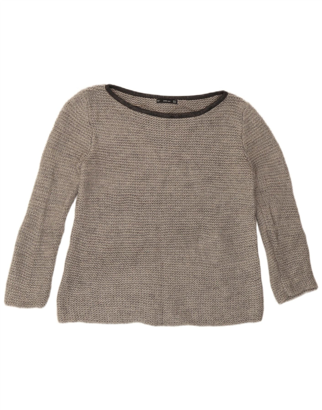 Zara Womens Boat Neck Jumper Sweater UK 14 Medium Grey