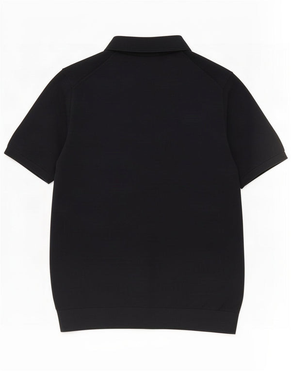 Reiss Mens Short Sleeve Polo Neck Jumper Sweater Large Navy Blue Cotton