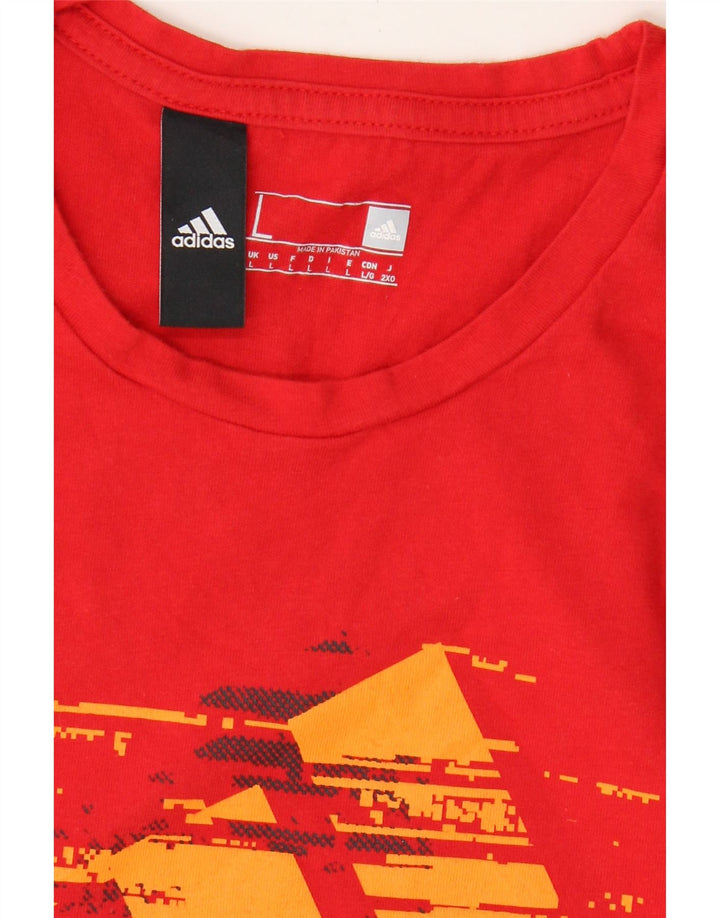 ADIDAS Mens Graphic T-Shirt Top Large Red Cotton Vintage Adidas and Second-Hand Adidas from Messina Hembry 
