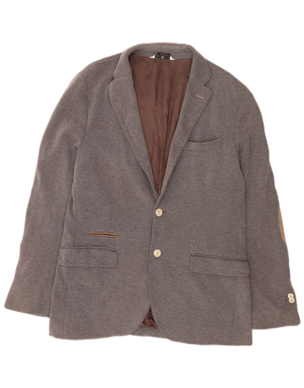Massimo Dutti Mens 2 Button Blazer Jacket EU 52 Large Grey Cotton