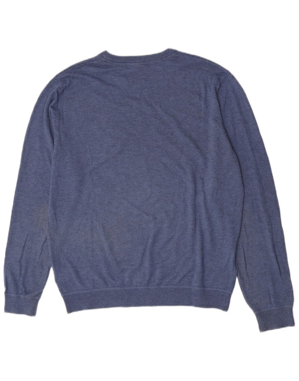 Napapijri Mens Geographic V-Neck Jumper Sweater XL Blue Viscose