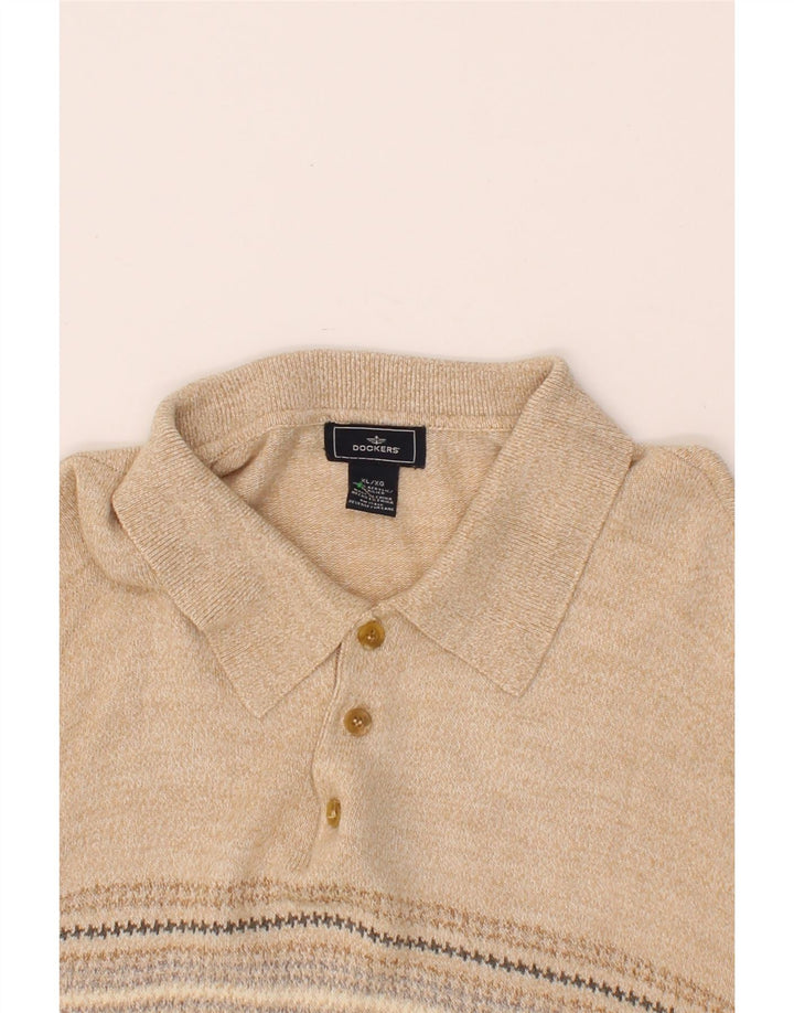 DOCKERS Mens Polo Neck Jumper Sweater XL Beige Acrylic Vintage Dockers and Second-Hand Dockers from Messina Hembry 