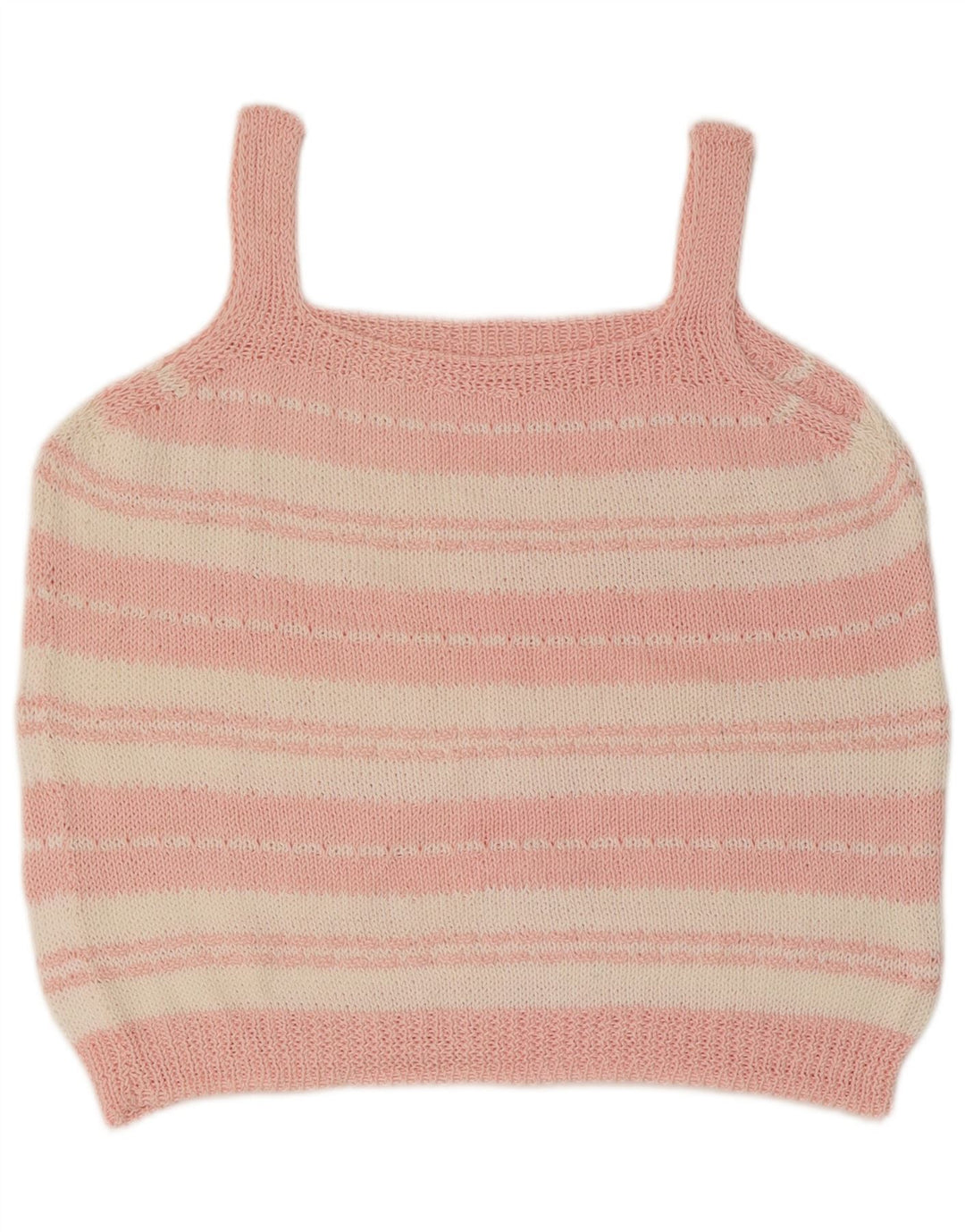 VINTAGE Womens Knit Cami Top UK 14 Large Pink Striped