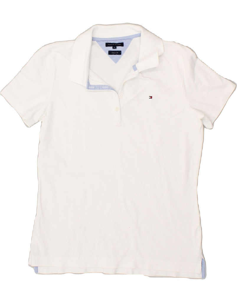 TOMMY HILFIGER Womens Classic Fit Polo Shirt UK 14 Medium White | Vintage Tommy Hilfiger | Thrift | Second-Hand Tommy Hilfiger | Used Clothing | Messina Hembry 