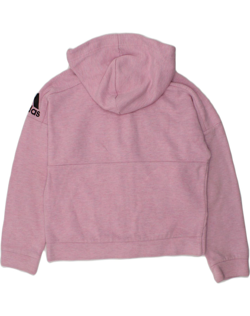 ADIDAS Girls Zip Hoodie Sweater 9-10 Years Pink Cotton | Vintage Adidas | Thrift | Second-Hand Adidas | Used Clothing | Messina Hembry 