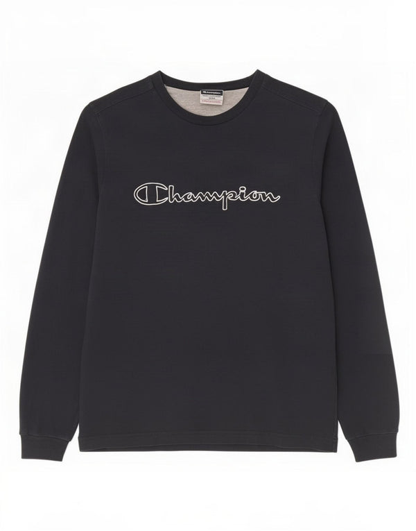Champion Mens Graphic Top Long Sleeve Small Navy Blue Cotton