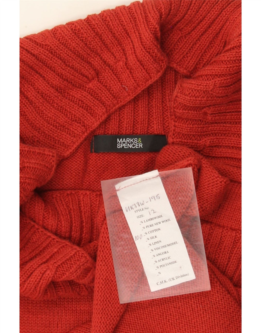 Marks & Spencer Womens Crop Boat Neck Jumper Sweater UK 12 Medium Red