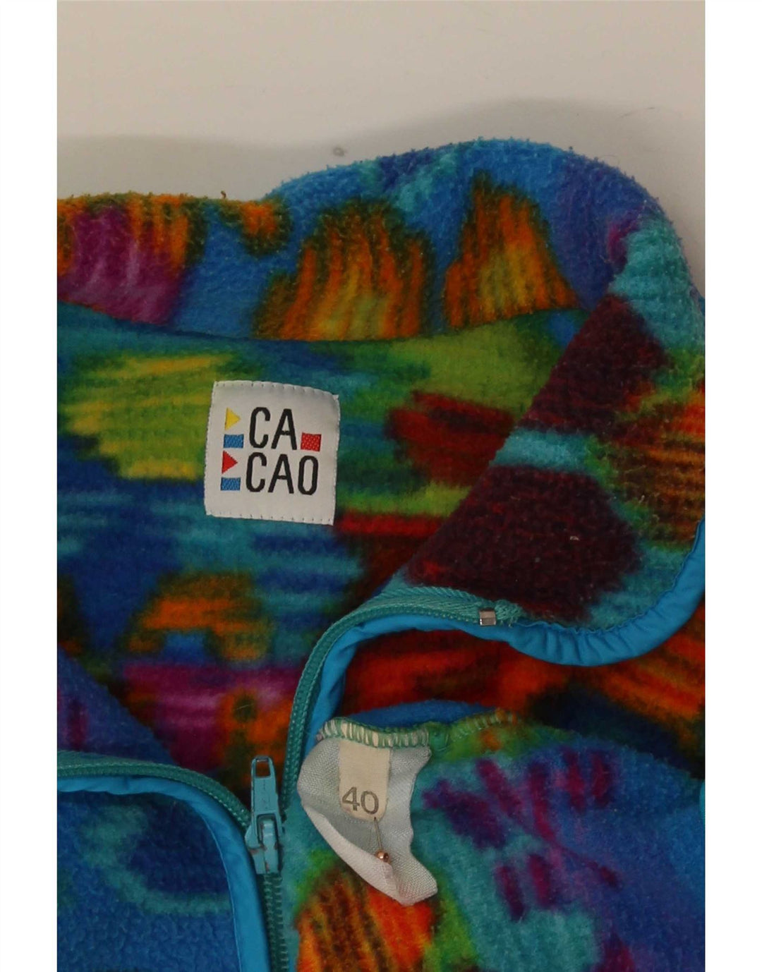 Vintage Womens Graphic Zip Neck Fleece Jumper EU 40 Medium Multicoloured