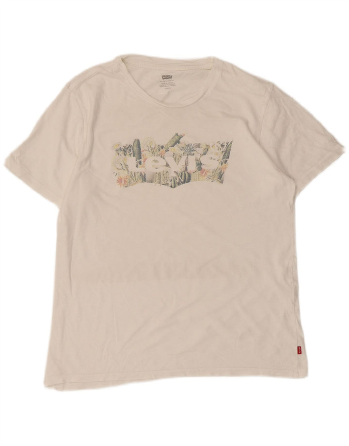 LEVI'S Womens Graphic T-Shirt Top UK 10 Small White
