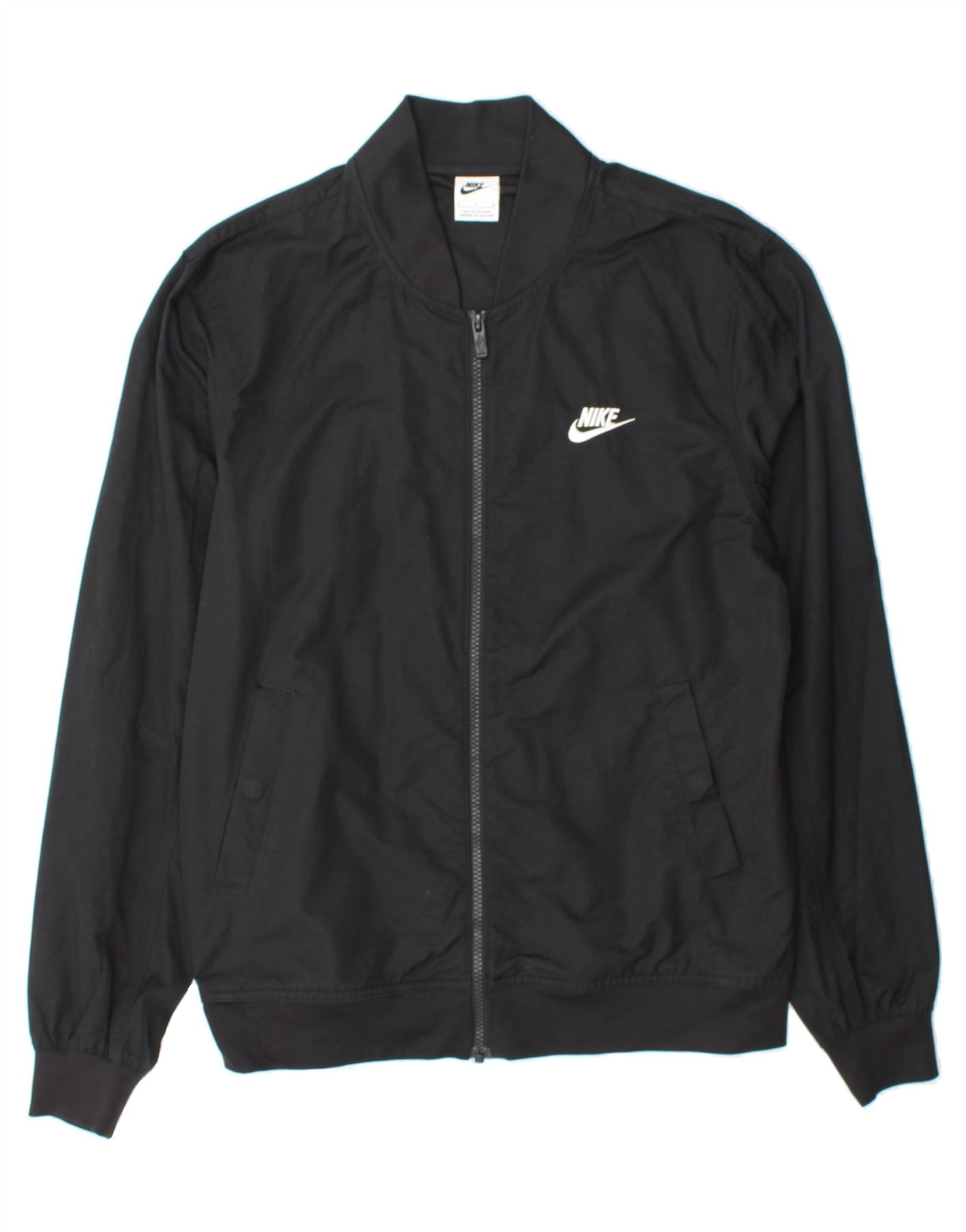 NIKE Mens Tracksuit Top Jacket Small Black Cotton Vintage