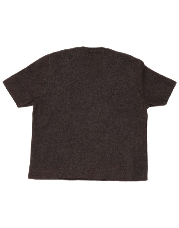 Zara Womens Short Sleeve Crew Neck Jumper Sweater UK 14 Medium Brown