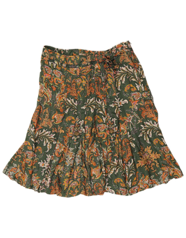 Henry Cottons Womens Pleated Skirt IT 44 Medium W30 Green Paisley