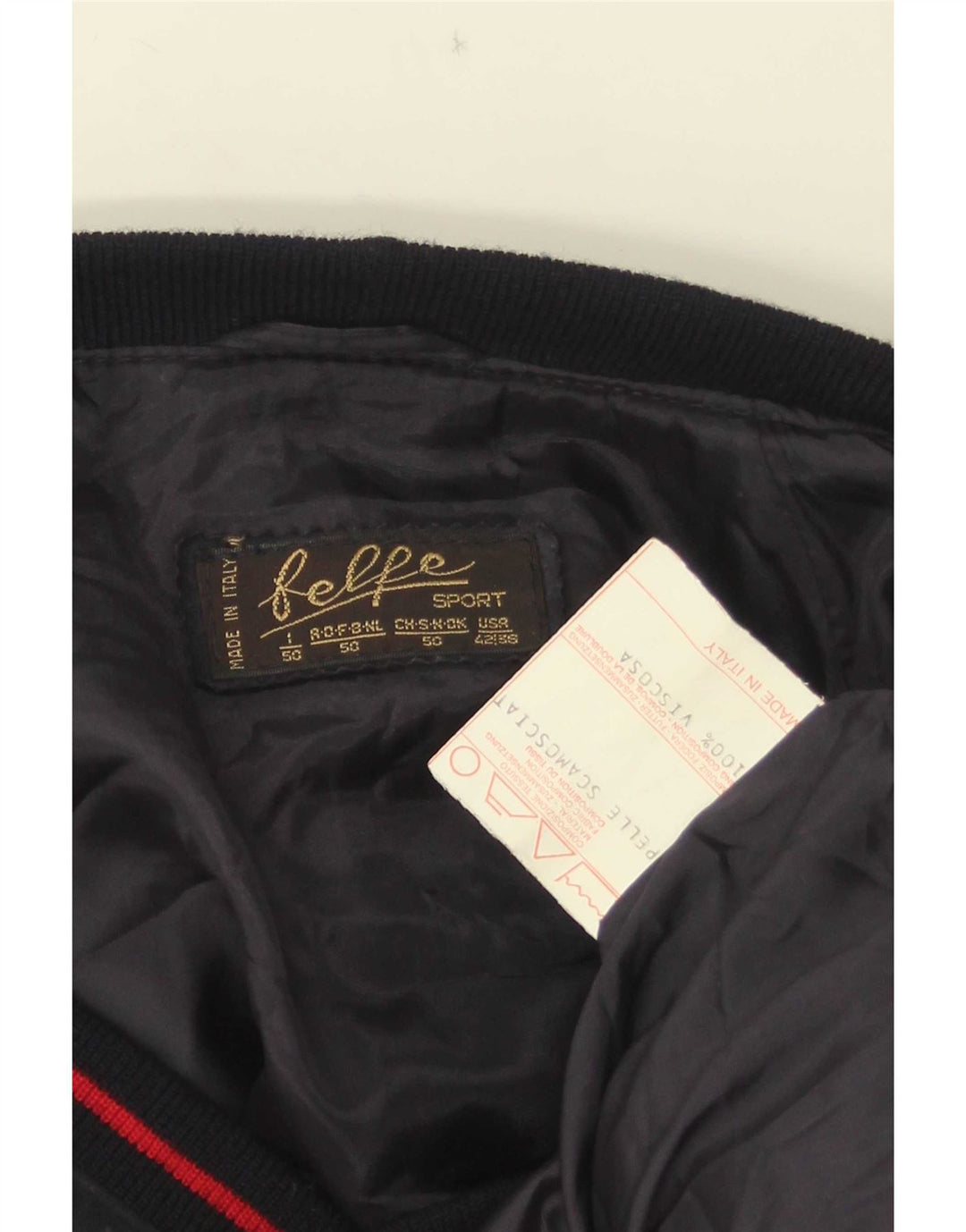 Belfe Mens Suede Bomber Jacket IT 50 Large Navy Blue Leather