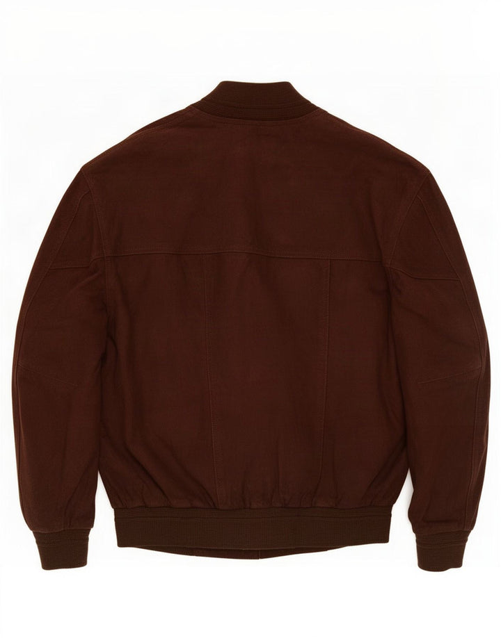Vintage Mens Suede Bomber Jacket IT 48 Medium Brown Leather