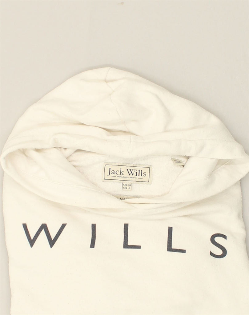 JACK WILLS Womens Oversized Graphic Hoodie Jumper UK 10 Small  White | Vintage Jack Wills | Thrift | Second-Hand Jack Wills | Used Clothing | Messina Hembry 