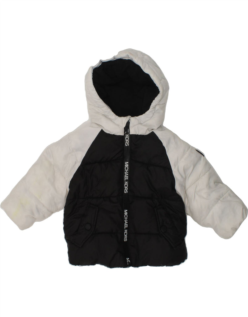 MICHAEL KORS Baby Boys Hooded Padded Jacket 9-12 Months Black Colourblock | Vintage Michael Kors | Thrift | Second-Hand Michael Kors | Used Clothing | Messina Hembry 