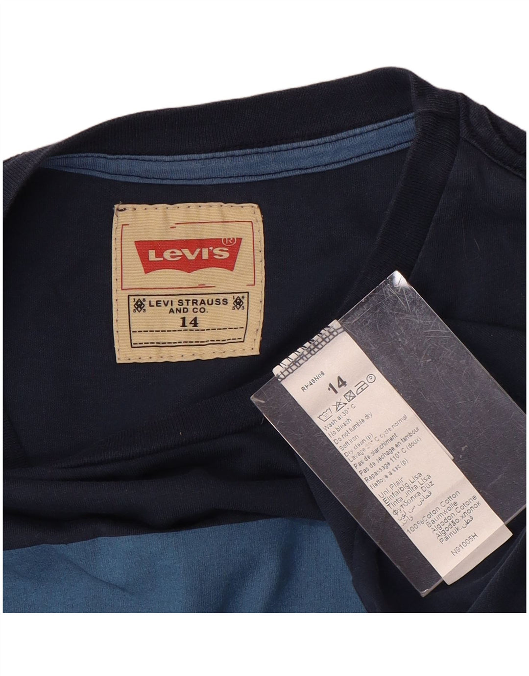 Levi's Boys Graphic Top Long Sleeve 13-14 Years Navy Blue Cotton