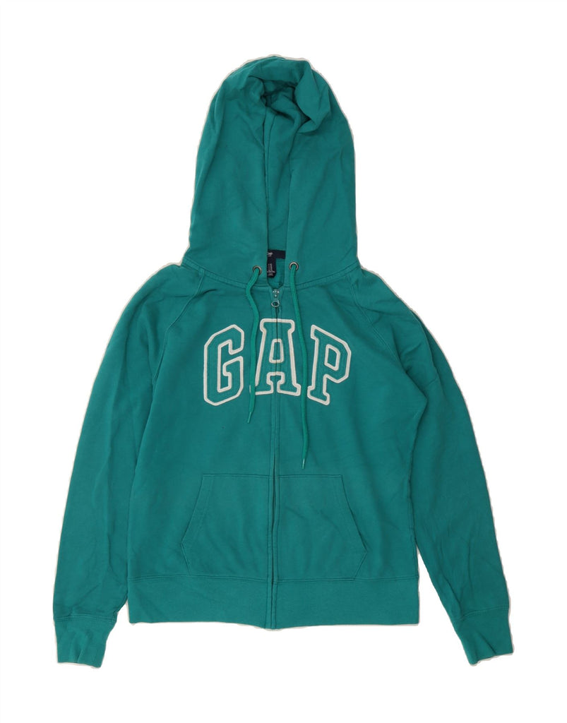 GAP Womens Graphic Zip Hoodie Sweater UK 14 Medium Turquoise Vintage Gap and Second-Hand Gap from Messina Hembry 