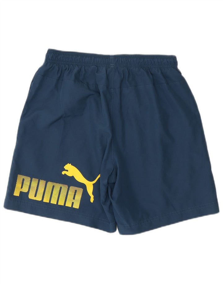 PUMA Mens Graphic Sport Shorts Small Navy Blue Cotton