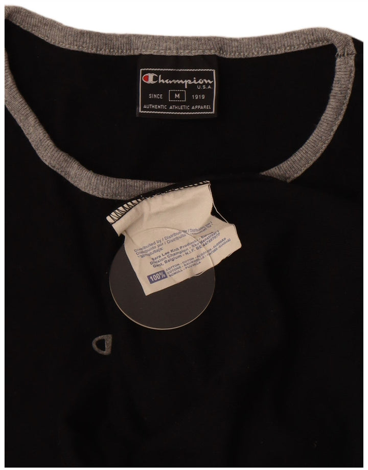 Champion Womens T-Shirt Top UK 12 Medium Black Cotton